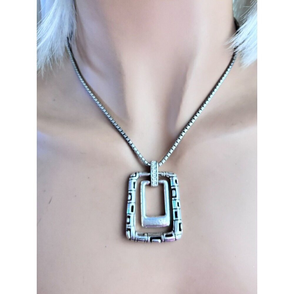 Brighton NEXUS Silver & Crystal Pendant Necklace Reversible 16-18”. ECU
